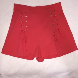 LACE RED SHORTS